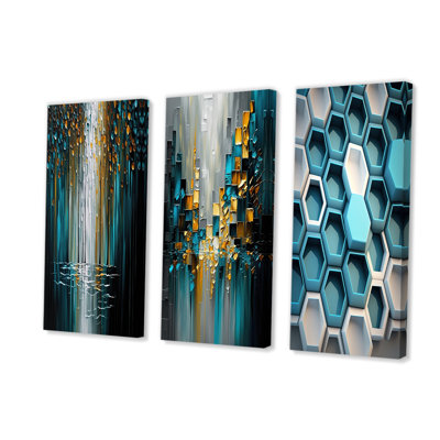 «Abstract Nature Trees», reproduction d'art sur toile 3 pièces