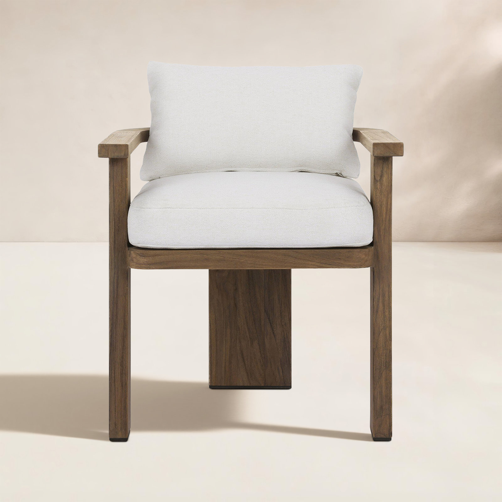 Oscar Teak Patio Armchair, Alessi Linen, Stained Toasted Brown