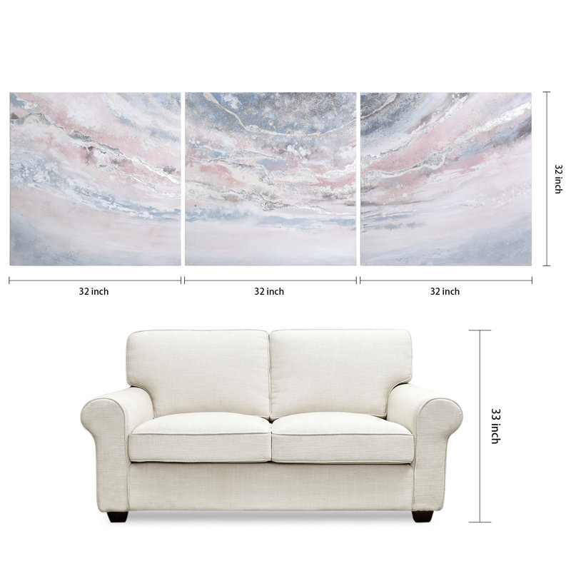 Heavens 1 Metallic Abstract Triptych Wall Art Set