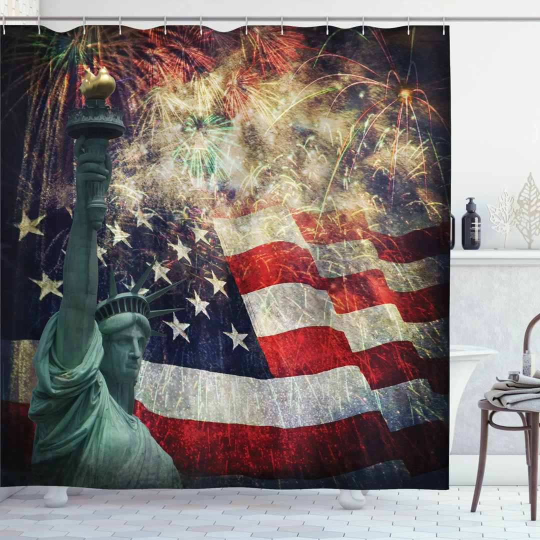 American Flag Shower Curtain with Hooks Included Ambesonne