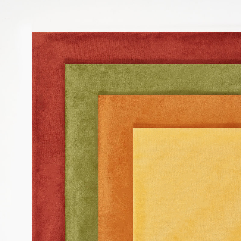 Ensemble de 4 coussins décoratifs en velours, couleurs contrastantes, Orange jaune, Carré 16 po
