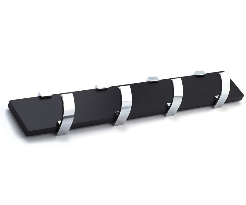 Contemporary Wall Mounted Coat Rack, Black/Chrome