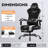 Fabric Gaming Chair With Massage Lumbar Support, High Back Ergonomic Computer Chair With Footrest, Reclining Game Chair With Linkage Armrests-973569767