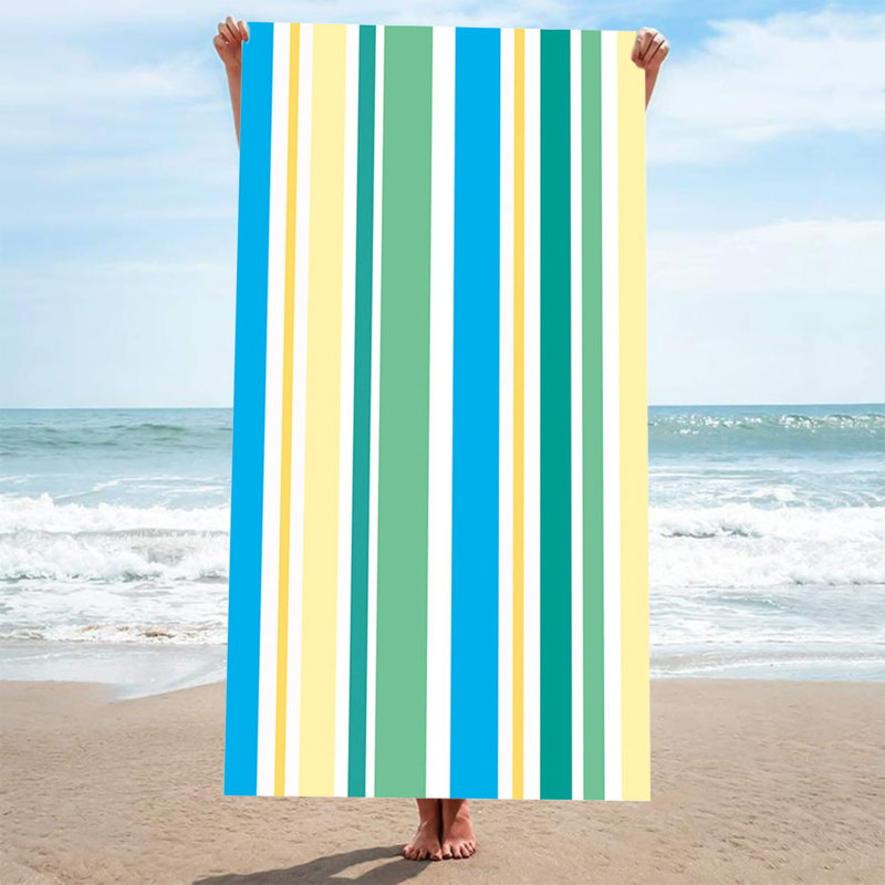 Lightweight Quick Dry Microfiber Stripe Beach Towel, Large Absorbent Bath Towel For Pool Party And Travel, 29.5x59in Multicolor