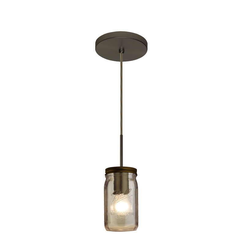 Luminaire à pot simple 1 lumières, Fumée, Bronze brossé