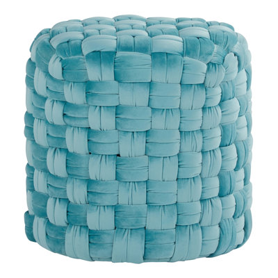 Braided Round 16" Ottoman In Ice Blue Velvet By Lumisource