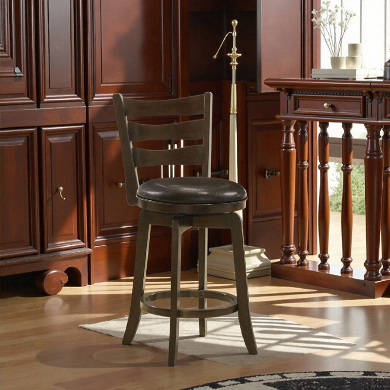 Tabouret de bar pivotant en bois brun foncé Fenster, Marron foncé