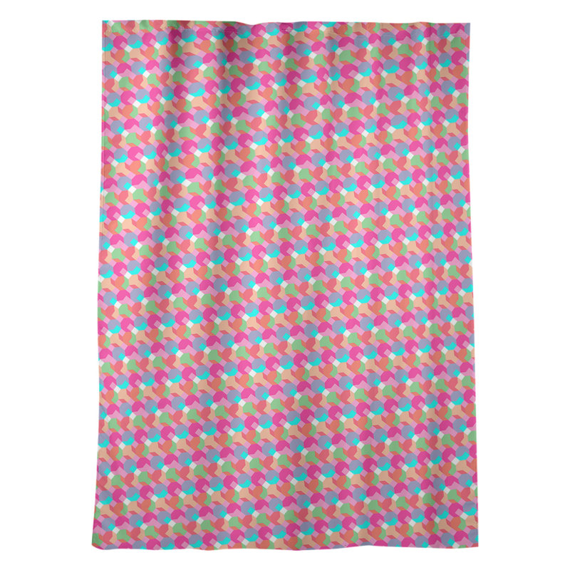 Panneau de rideau simple avec passe-tringle géométrique, Rose / bleu
