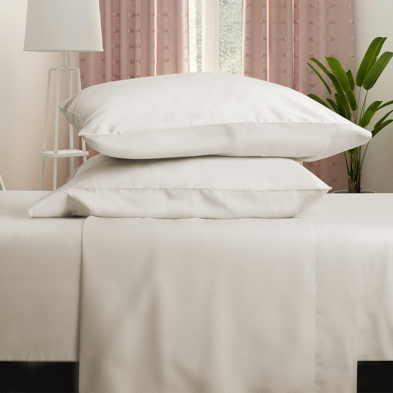 Farm to Home Dreamy Organic Cotton Sheet Set, Cool 300TC Sateen, Pearl, Twin Sheet Set