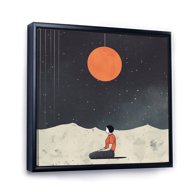 Minimalisme solidaire paysage II sur toile, H 24 po x l 24 po x P 1 po, Cadre flottant noir