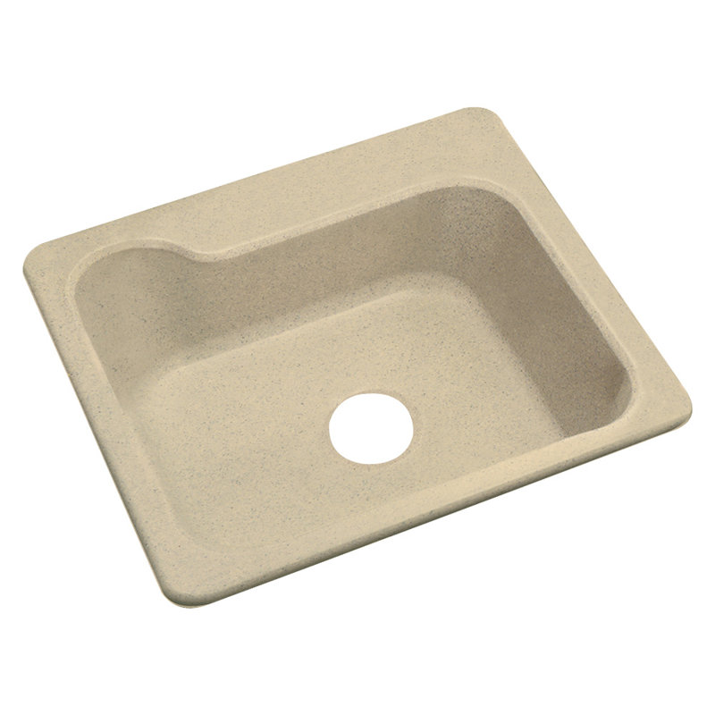 Maxeen 25'' L Single Bowl Acrylic Kitchen Sink, Almond Granite