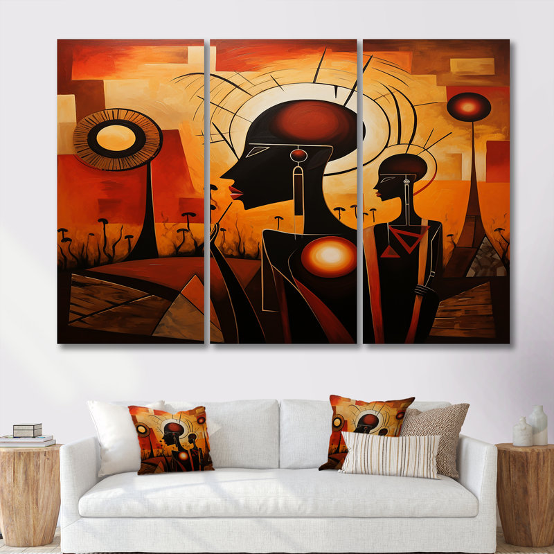 «African Consciousness Urban Memories», ensemble d'art mural africain, Toile tendue, H 32 po x l 48 po x P 1 po