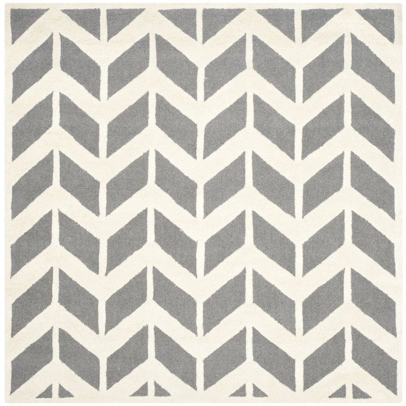 Ellicott Hand Tufted Wool Chevron Rug, Square 6'