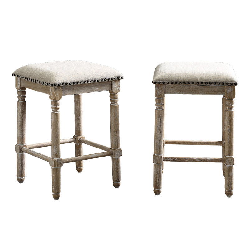 2 tabourets en bois brun clair, tabouret de comptoir de qualité solide, matériau de rembourrage confortable