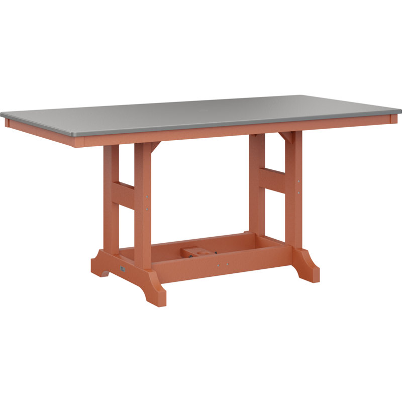 Table de salle à manger rectangulaire Berlin Garden, Acier inoxydable martelé, Orange mangue, H 30,87 po x l 66 po x P 33 po
