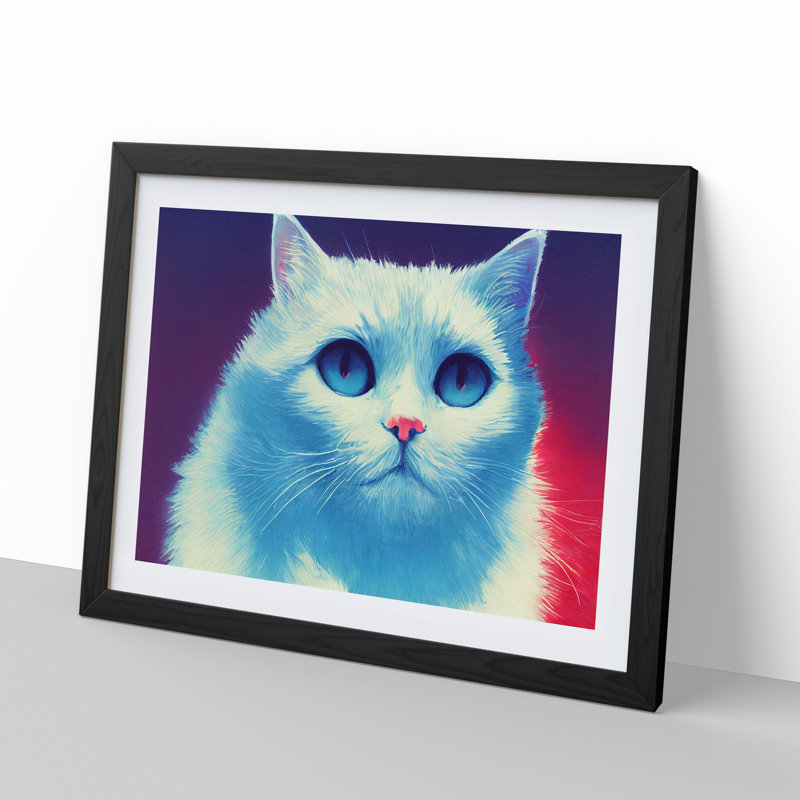 XH1022-9447X Unique Cat - Single Picture Frame Print, 46cm H x 64cm W x 2cm D, Black Framed