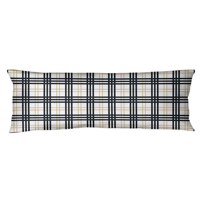Polyester Medium Pillow, White/Old Gold/Black, Plush Fleece