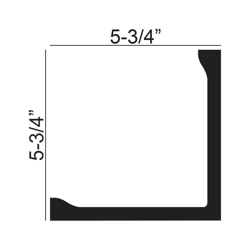 Moulure couronnée en polyuréthane uni 5-3 / 4 po x 5-3 / 4 po x 96 po 16 LF