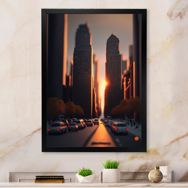 «Maquette Sunset Through Manhattan Skyscrapers I», reproduction sur toile, H 20 po x l 12 po x P 1 po