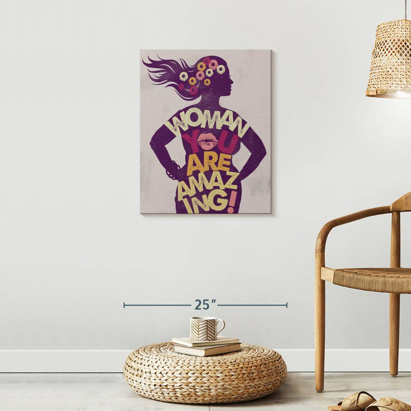 «Woman You Are Amazing» sur toile, H 25 po x l 20 po x P 1,25 po