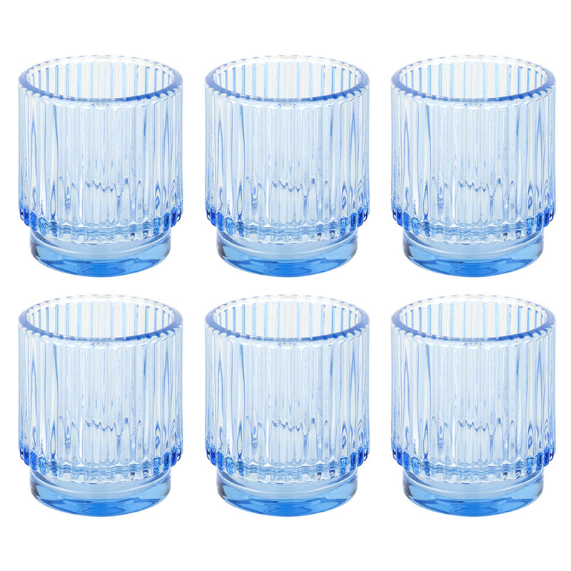 Porte-votive de table en verre, Bleu cendré