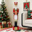 Statue traditionnelle de casse-noisette avec tambour et socle en coffret-cadeau, décoration de Noël en oxyde de magnésium préilluminée