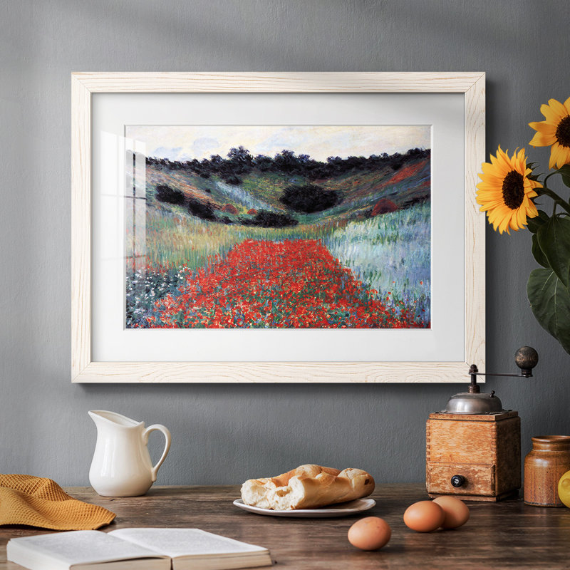 Champ de coquelicots à Giverny par Monet, H 14 po x l 20 po x P 1,5 po, Blanc