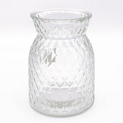 Diamond Pattern Glass Vase