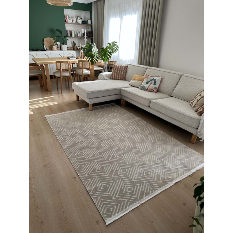 Tapis en coton Tilina avec envers antidérapant, Rectangle 3 pi 11 po x 6 pi 7 po