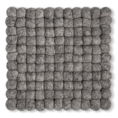  MODWOOL 8" Square Wool Trivet (Set of 2, Light Grey)