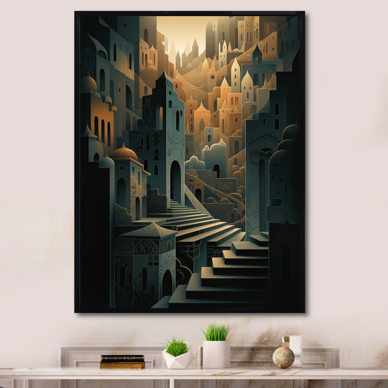 Arabian City Hills I, reproduction d'art sur toile, Noir, H 44 po x l 34 po x P 1,5 po