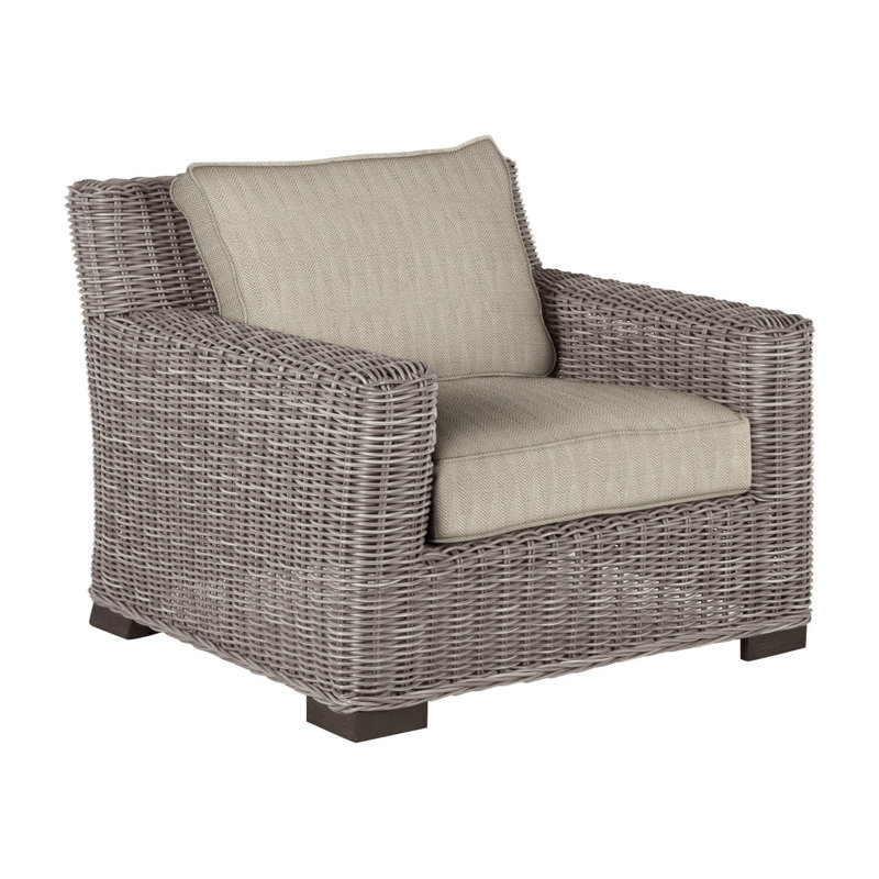Rustic Woven Lounge Chair, Welt, Oyster, Herringbone Sand