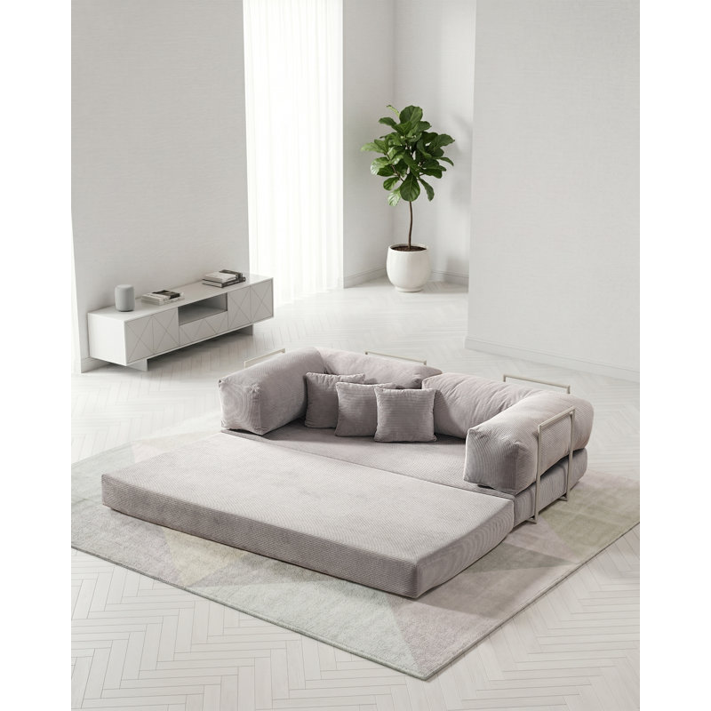 Canapé modulaire en velours gris, Gris