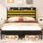 Twin Bed Frame with LED and Charging Station, Wood Platform Bedframe with Headboard, Black-1646367418-1660087842