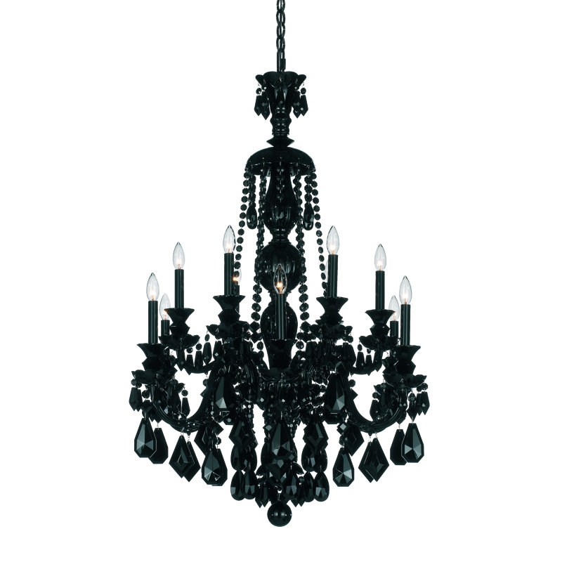 Hamilton 12 - Light Glass Chandelier, Jet Black, Black