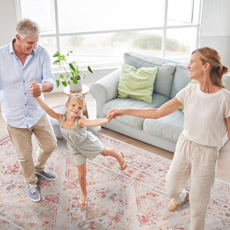Tapis beige à poils courts 4 x 6 po, lavable à la machine, antidérapant pour le salon, la chambre à coucher, la cuisine, les animaux de compagnie