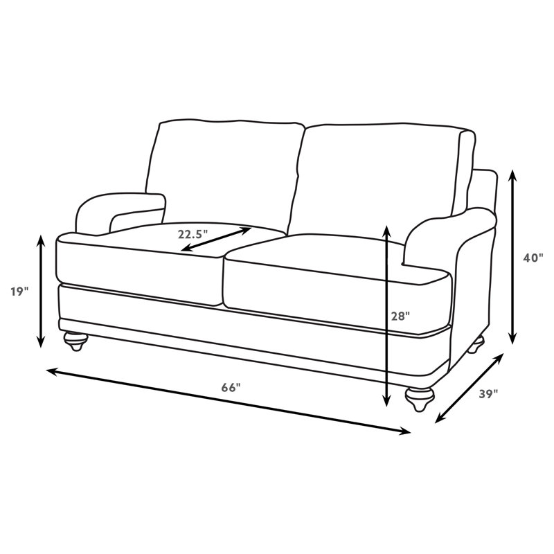 Ahron Upholstered English Arm Loveseat Light Grey and Grey, Grey Fabric