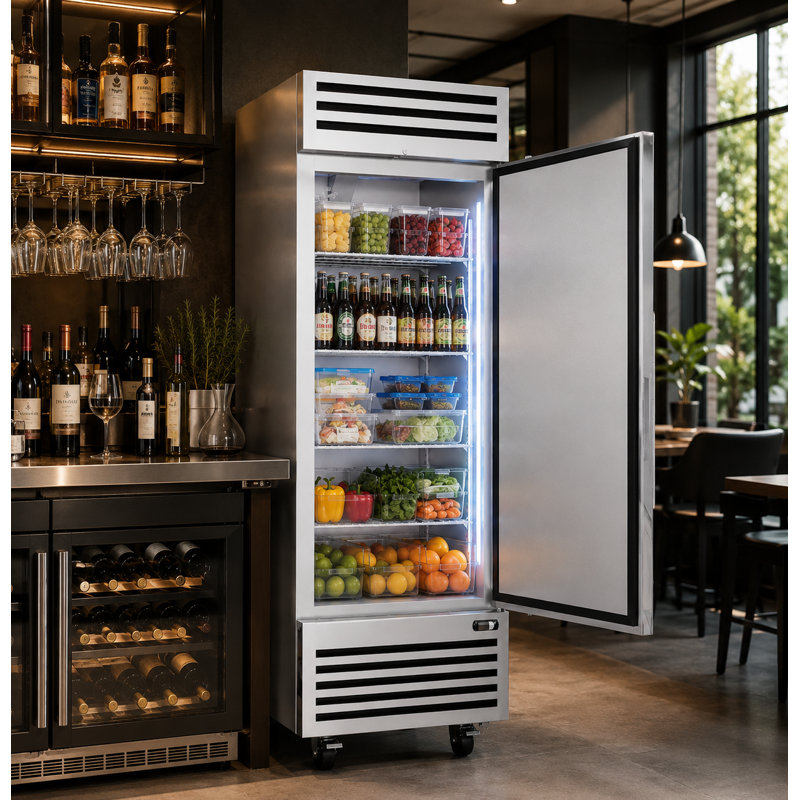20,3 pieds cubes Pi. Réfrigérateur commercial commercial à 1 porte en acier inoxydable, réfrigérateur vertical pour cuisine de restaurant