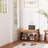 6-Pair Capacity Red-Brown Bamboo Shoe Bench with Hidden Storage