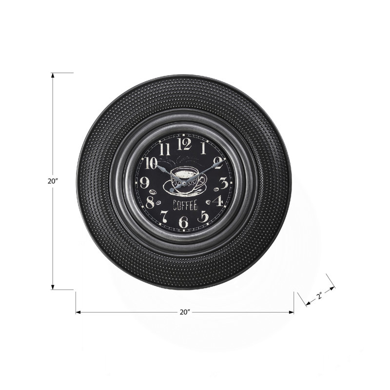 Clocks, 20" Round, Charcoal Grey, Transitional