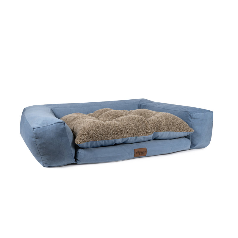 Large Rectangle Pet Couch, Brown, Bleu, Moyen (l 56 po x P 37 po x H 11 po)