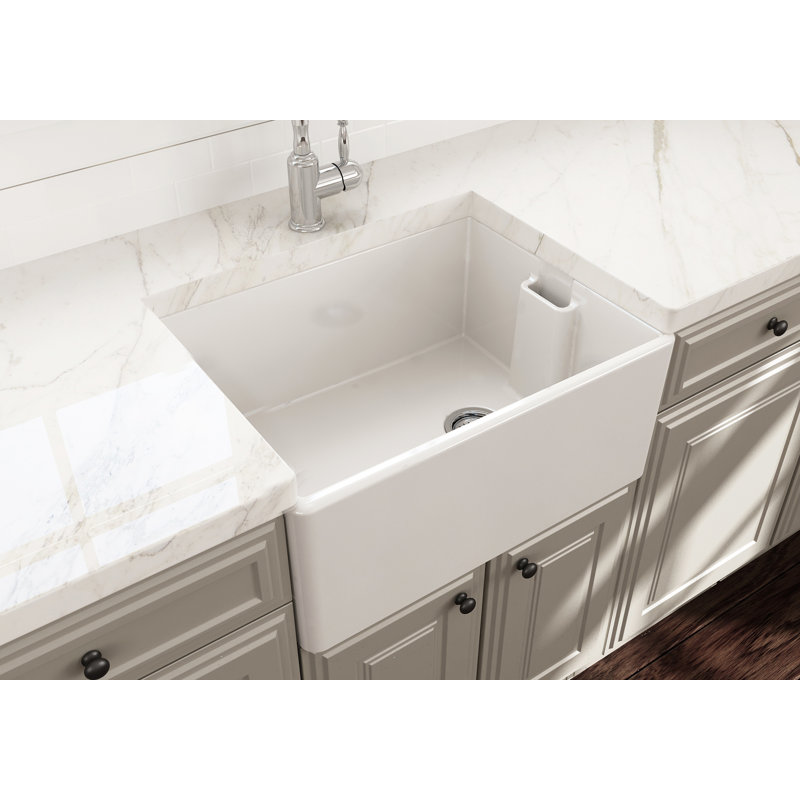 Belfast T90 Ceramic Kitchen Sink, White, with Bottom Grid