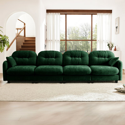 Canapé modulaire à 4 places avec revêtement en chenille, siège ergonomique, dossier rembourré et 2 coussins décoratifs pour la chambre à coucher