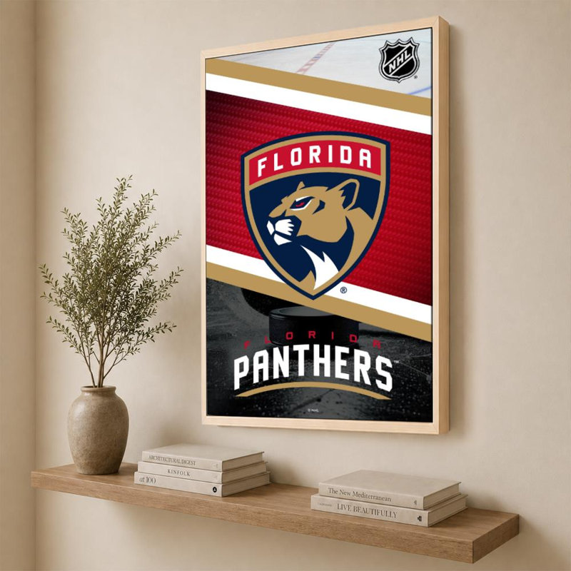 «Florida Panthers NHL», art mural, H 60 po x l 40 po, Cadre plat flottant, Bouleau