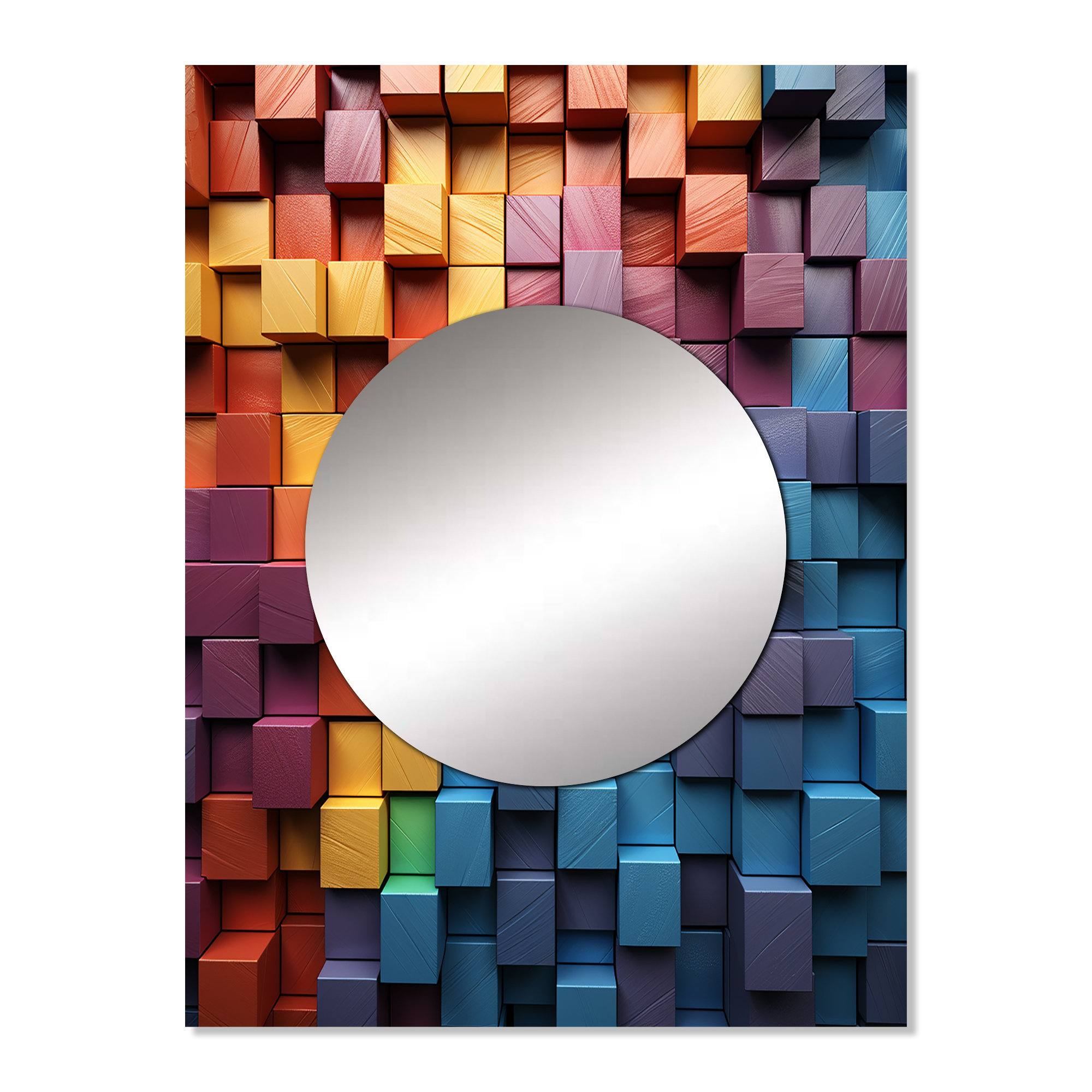 East Urban Home Sumair Rainbow Cubic Wood Spectrum - Abstract Shapes ...