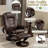 Massage Recliner with Ottoman Swivel Wood Base, Adjustable Recline, Faux Leather Lounge Chair with Footrest for Living Room and Bedroom, Brown-1072412375
