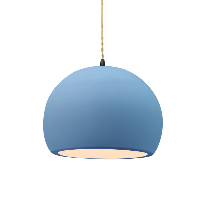Luminaire suspendu 1 lumière DEL intégré Aschwin, H 7,75 po x l 10 po x P 10 po, Sky Blue, Nickel brossé