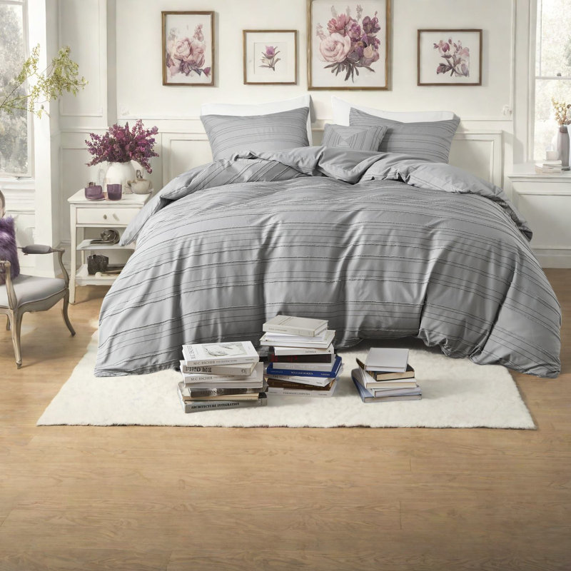 de literie en jacquard de polyester gris de style moderne pour la maison