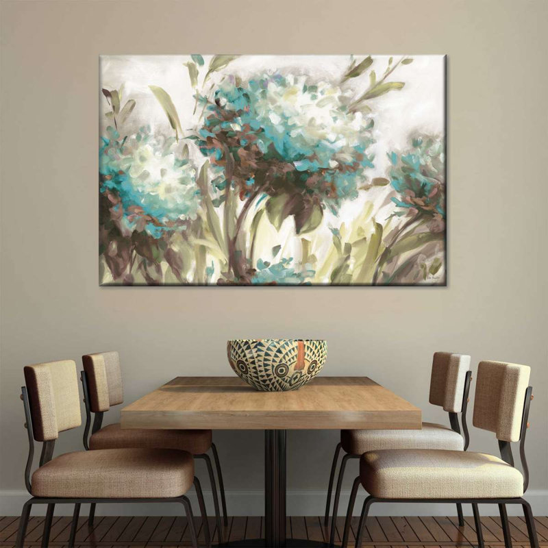 Hydrangea champ neutre sur toile, H 34 po x l 51 po x P 1,25 po