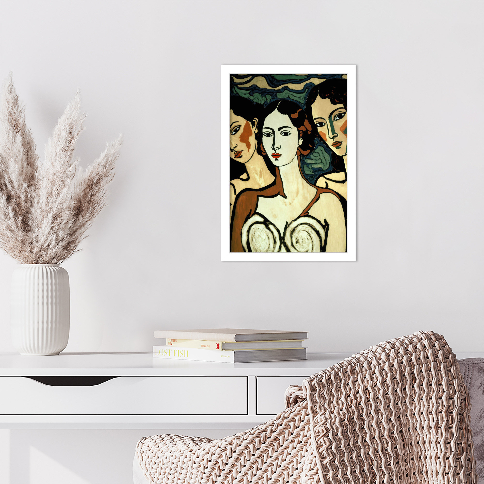 The Soul Sisters by Treechild  Wood Framed Wall Art Print, 17" H x 12" W, White